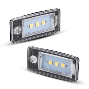 LLCTOOLS KFZ-Ersatzleuchte LED Kennzeichenbeleuchtung Auto, E-geprüft mit geringem Verbrauch, Plug and Play, 2 St., kaltweiß, 6000K, 18 SMD, für Audi A3 8P A4 B6 B7 A5 A6 4F Q7 SET