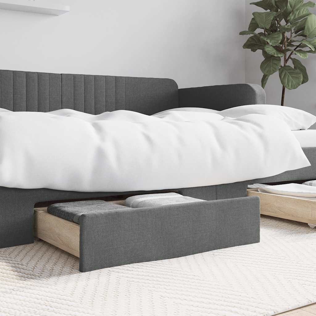 furnicato Bettschubkasten Bettschubladen 67x50x16 cm Dunkelgrau aus Holzwerkstoff und Polyester (1 St), Stauraum-Boxen mit Rollen, atmungsaktiv und für das Schlafzimmer