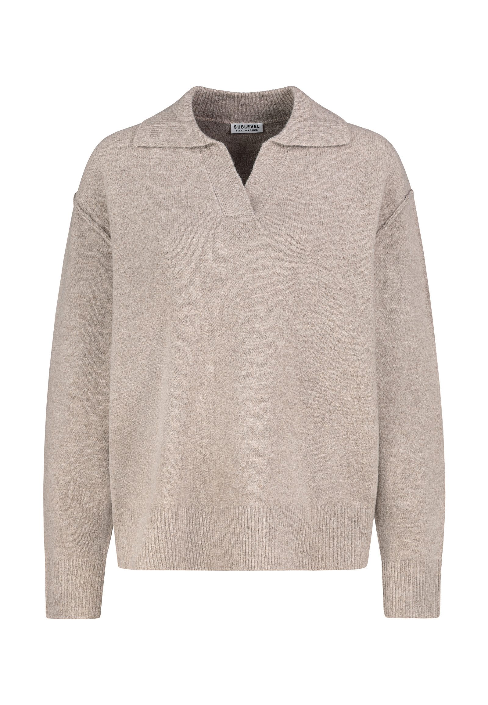 SUBLEVEL Strickpullover Damenpullover mit Polokragen Überschnittene Schulte günstig online kaufen