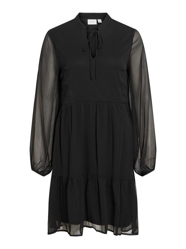 Vila A-Linien-Kleid VIFALIA L/S TIE V-NECK DRESS