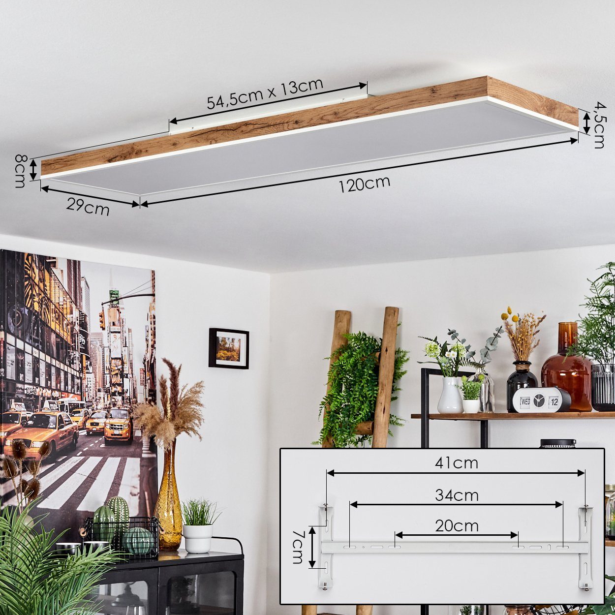 hofstein Deckenleuchte »Vacil« Deckenlampe CCT Metall/MDF/Kunststoff 2700-6500 aus in Kelvin Weiß/Holzoptik