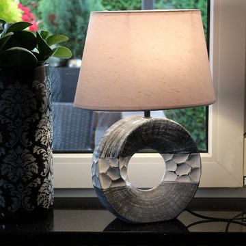 Arnusa Tischleuchte Maritim Keramik Tischlampe Nachttischlampe, Ein-Aus Schalter, ohne Leuchtmittel, mit ovalen weißen Schirm