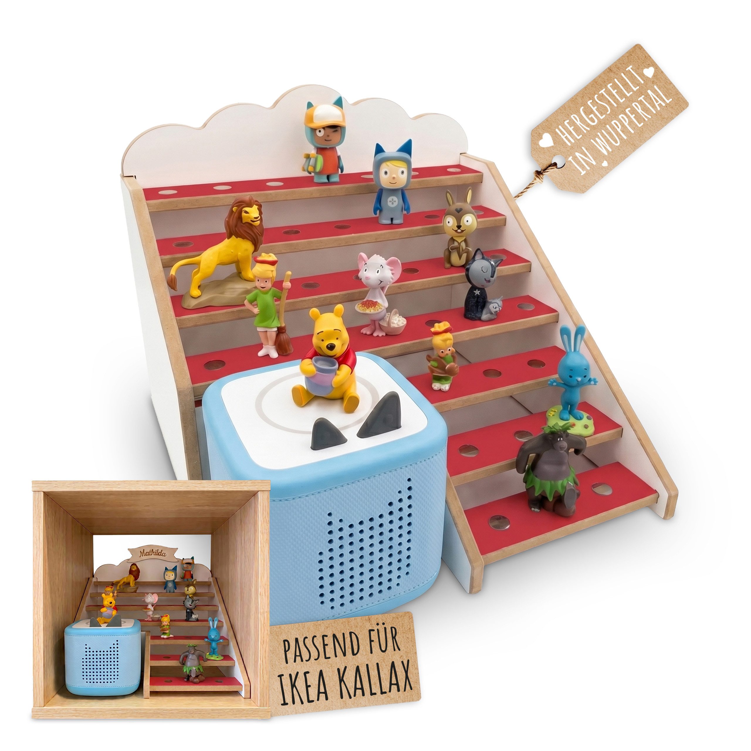Holzura Kinderregal Tonie Regal für IKEA KALLAX – magnetisch – für ca. 50 Toniefiguren