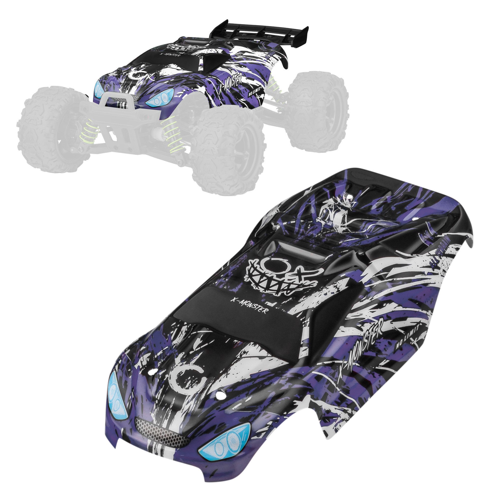 Overmax RC-Auto MONSTER 3.5 SPORT (2 Bodykits, Sport Rot und Schwarz-Grün Body Kit), 2x Akku / 40 min / 4x4 / Extra Bodykit / 3.5 Sport Rot