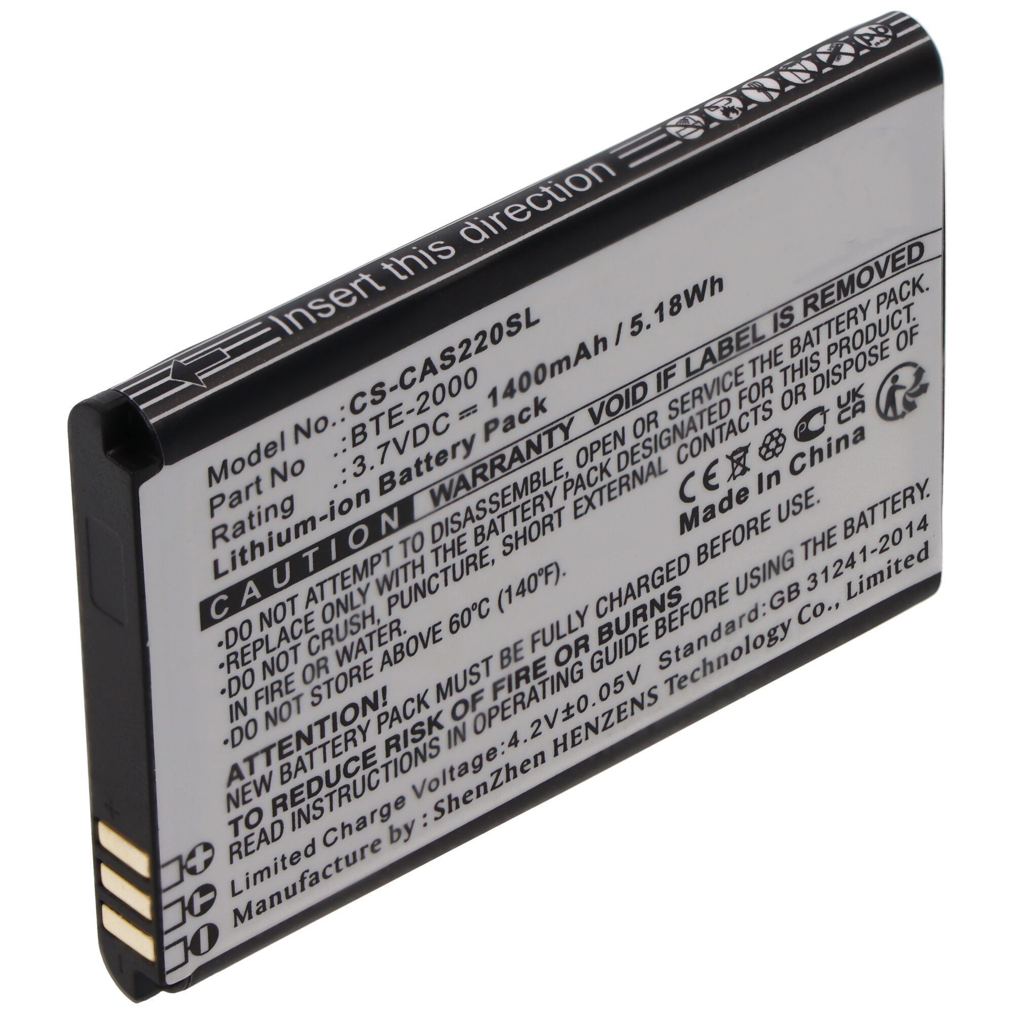 Cameron Sino Akku passend für CAT S22, Caterpillar S22, S22 Flip, ersetzt BTE-2000 Akku 1400 mAh (3,7 V)