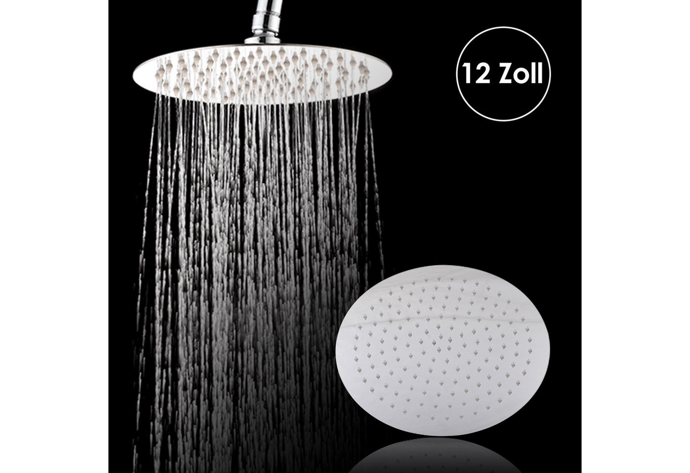 Thumbnail - Clanmacy Kopfbrause Edelstahl Kopfbrause Duschkopf Regendusche 304 Regenbrause 30CM Rund, einstellbare Duschkopf