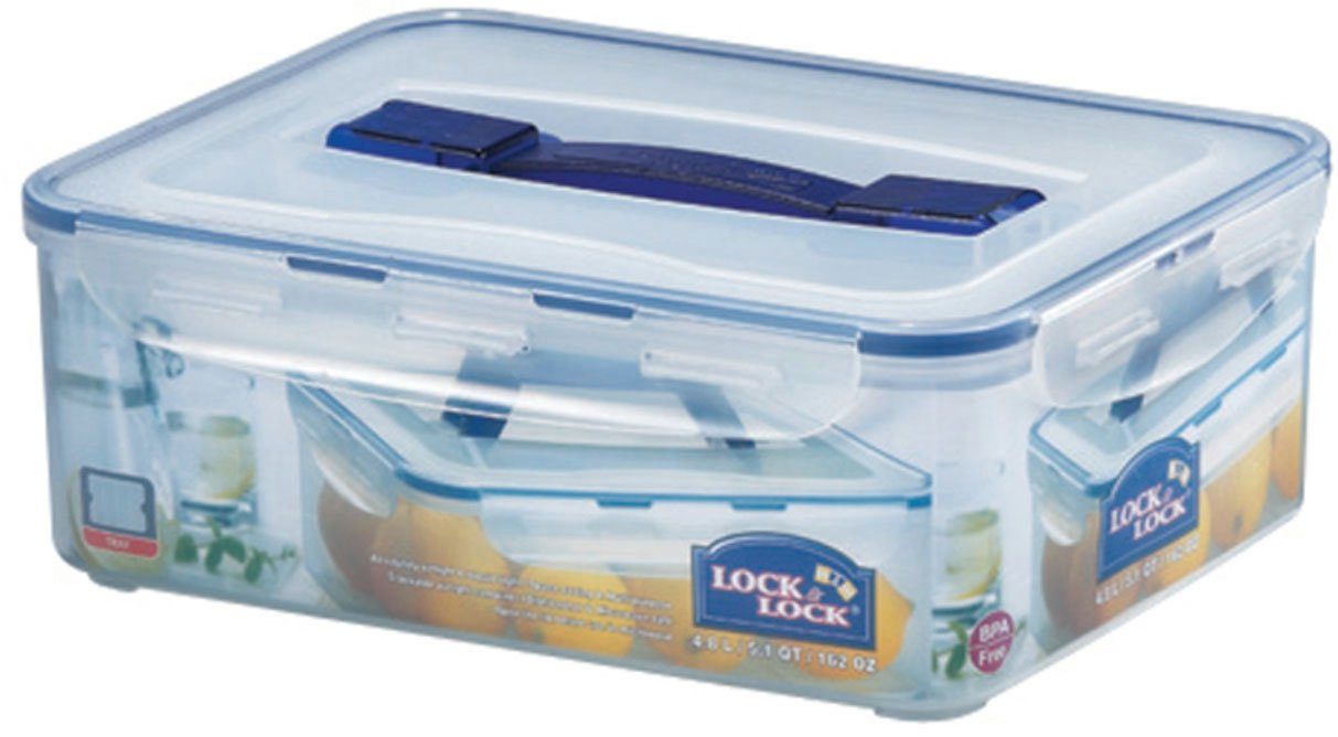 LOCK & LOCK Vorratsdose, Polyprophylen (PP), (1-tlg), rechteckig, 4,8 l mit Ablaufgitter und Tragegriff