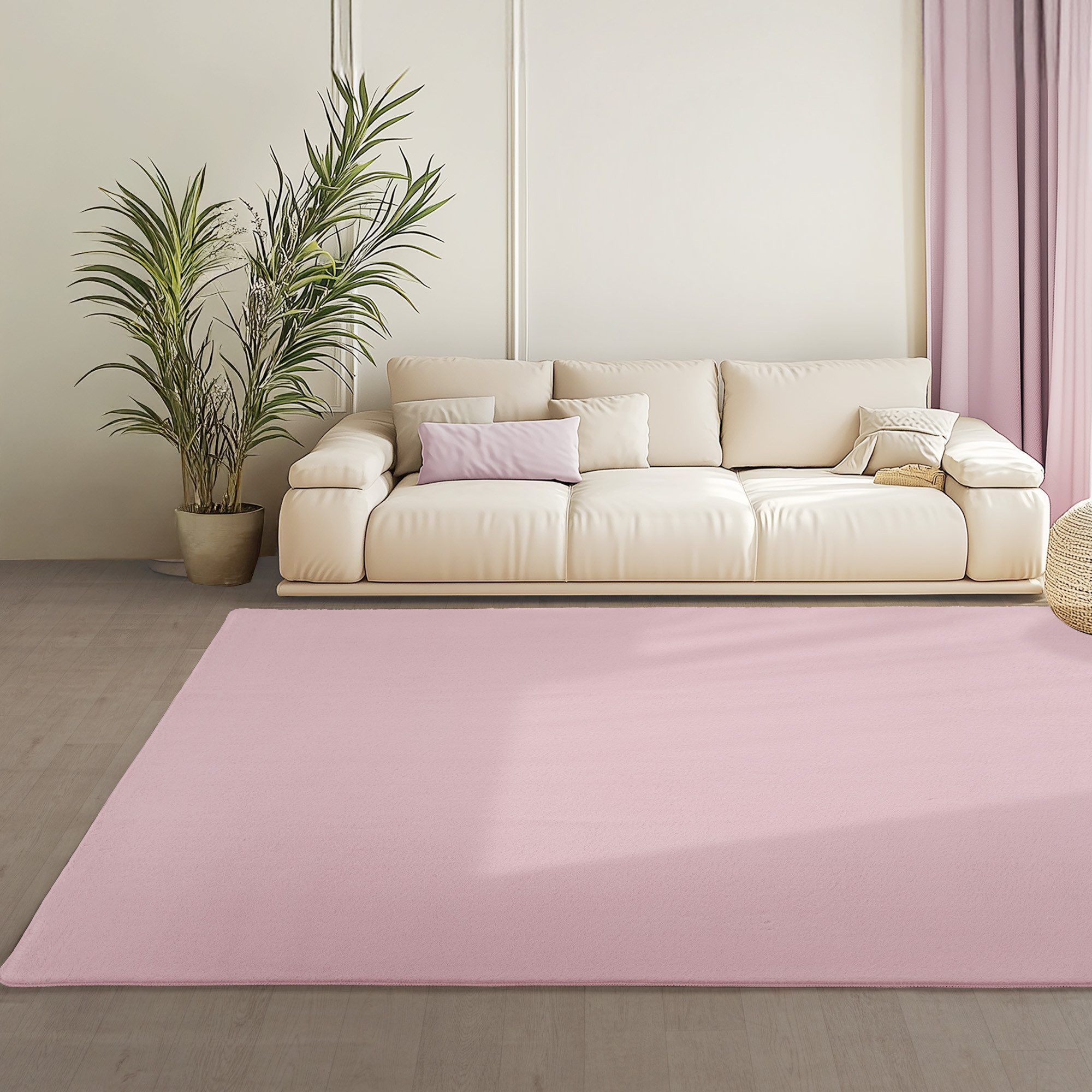 Teppium Teppich Unicolor - Einfarbig, Rechteckig, Höhe: 11 mm, Kurzflor Teppich Anti-Rutsch Rückseite Waschbar Flauschiger