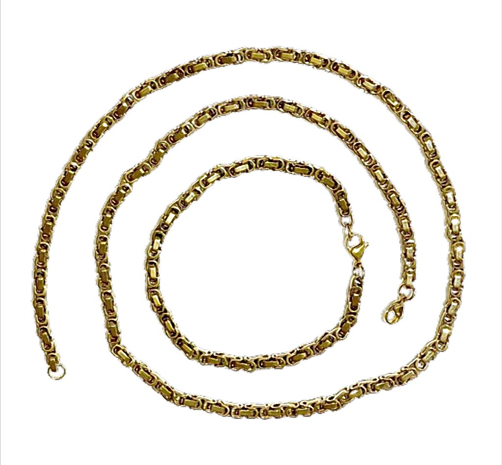 Westernlifestyle Schmuckset RoyalCube Go Schmuckset Königskette & Armband aus Edelstahl goldfarben