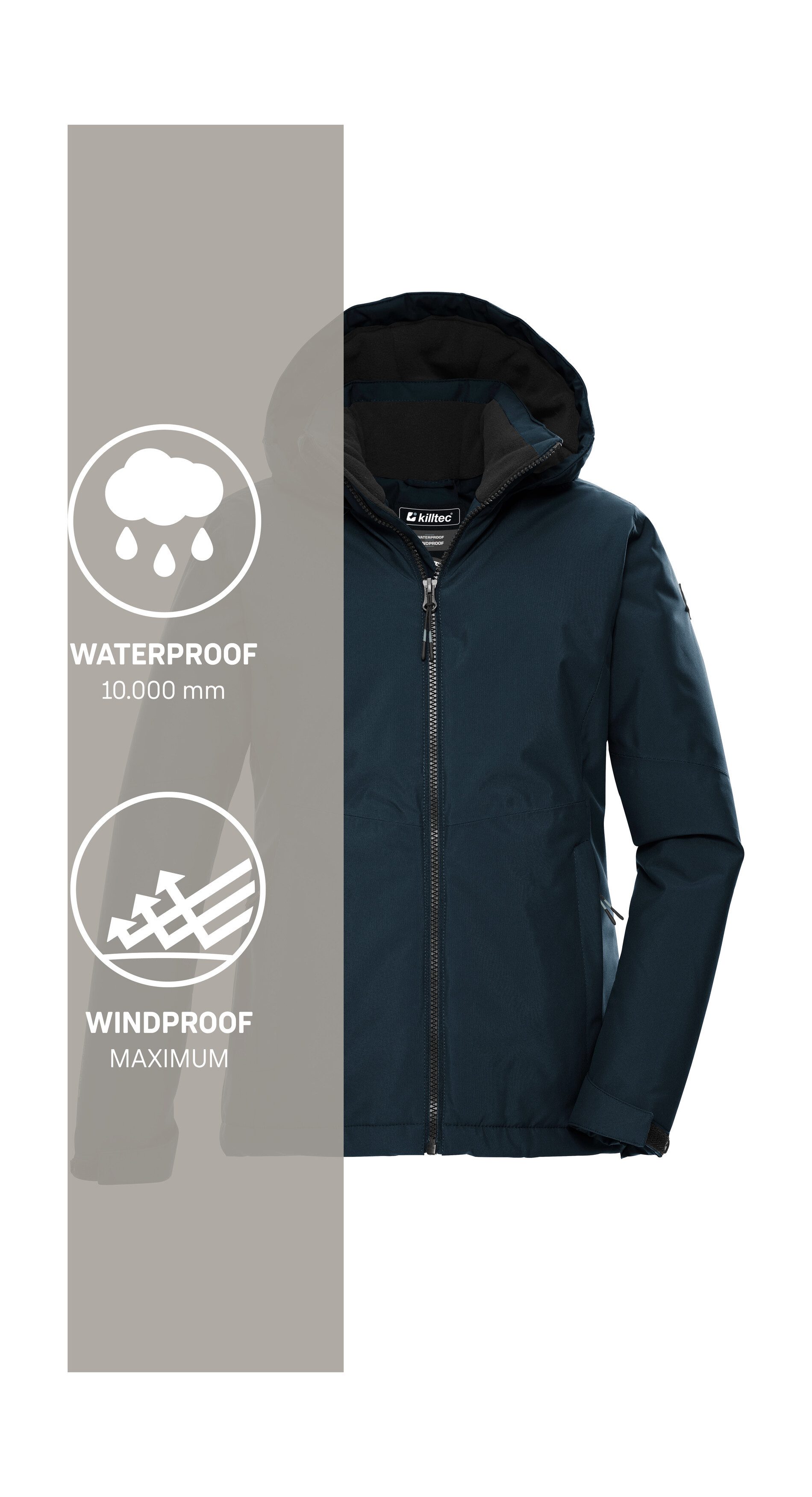 Killtec Funktionsjacke KOW 217 GRLS JCKT Wind- und wasserdichte Kinderjacke mit Fleece und verstellbarer Kapuze