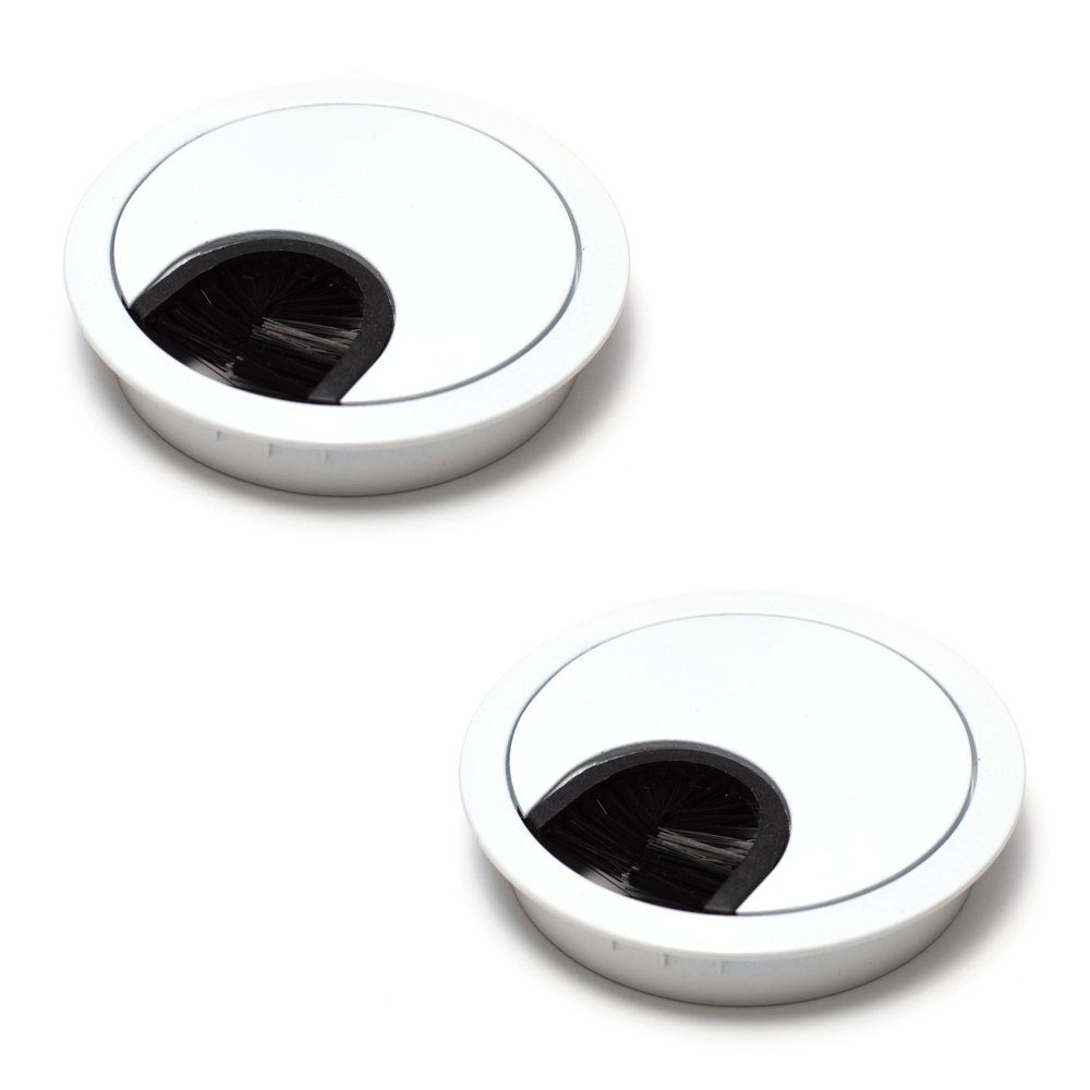 sossai® Kabelführung Metall Kabeldurchlass Ø60/Ø80mm in Weiß (2-St)