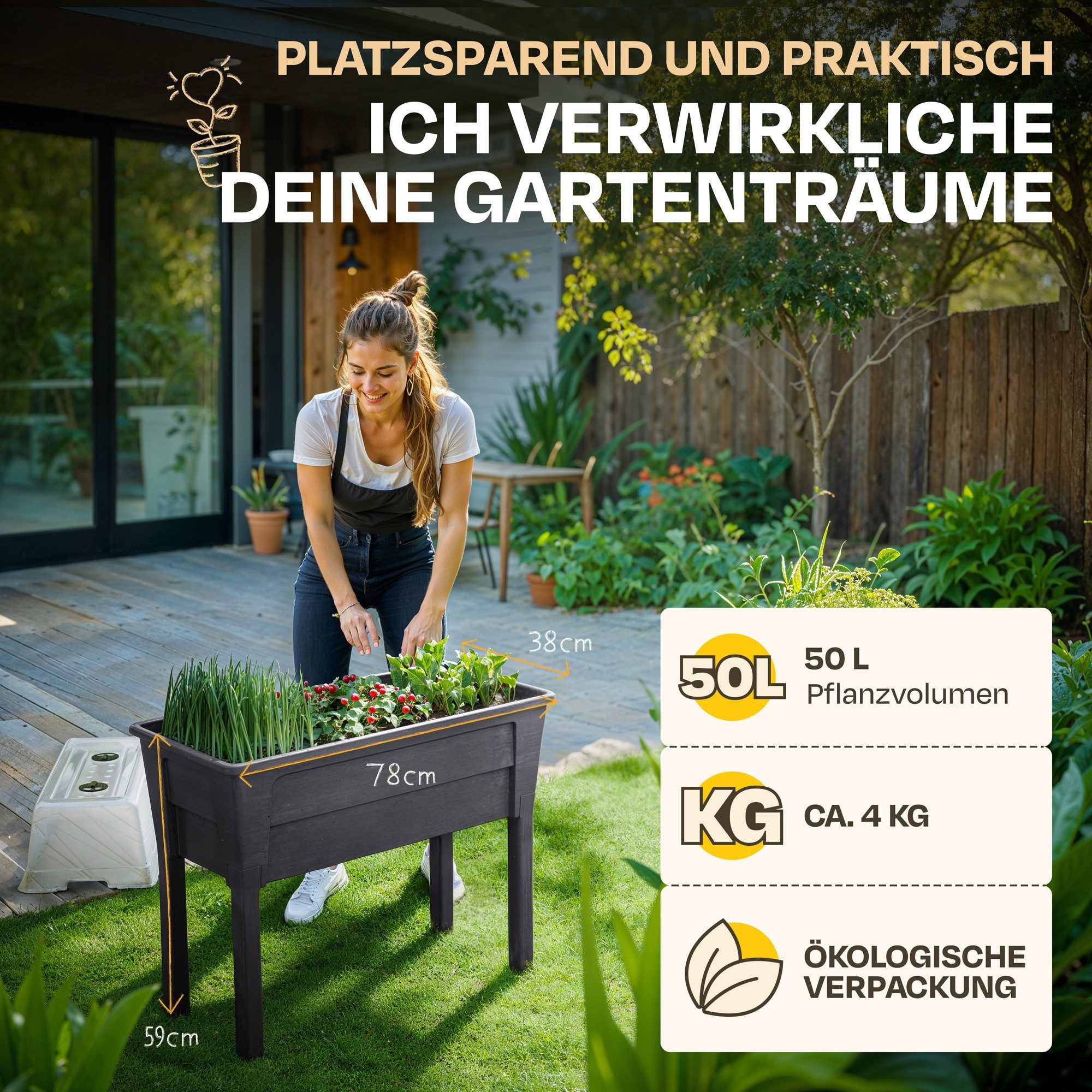 ONDIS24 Hochbeet Blumenkübel Frühbeet Gewächshaus Victoria