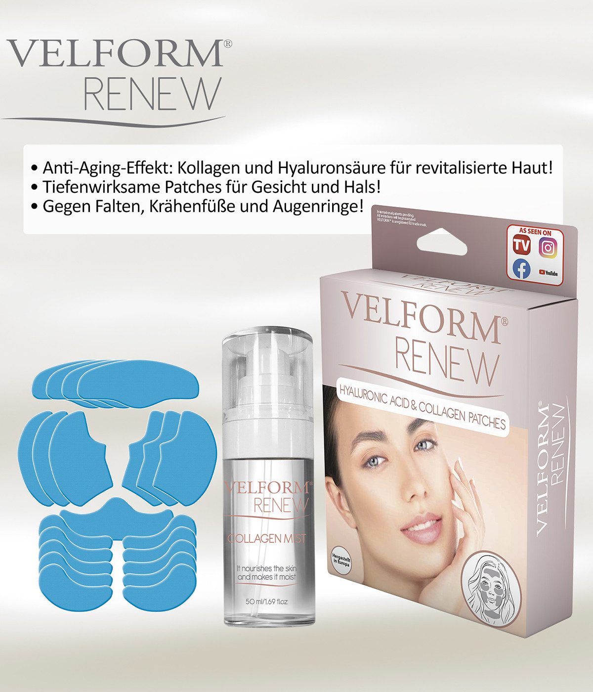 Genius Hautpflege-Set Velform Renew Kollagen Booster, Set 22-tlg., Revolutionäre Anti-Aging Technologie