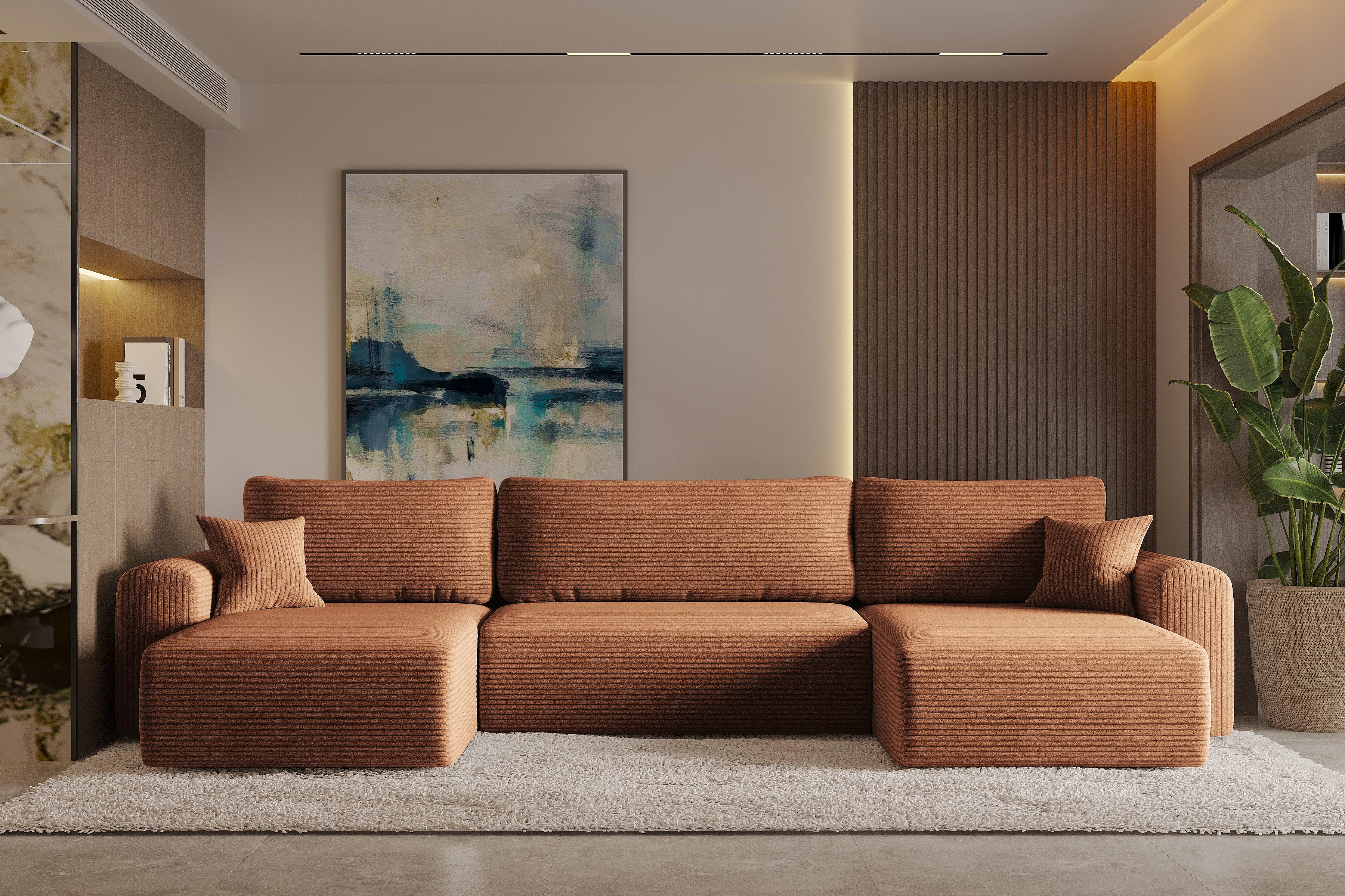 Ecksofa mit schlaffunktion und bettkasten, Sofa U-form, Couch U-form CAPRI