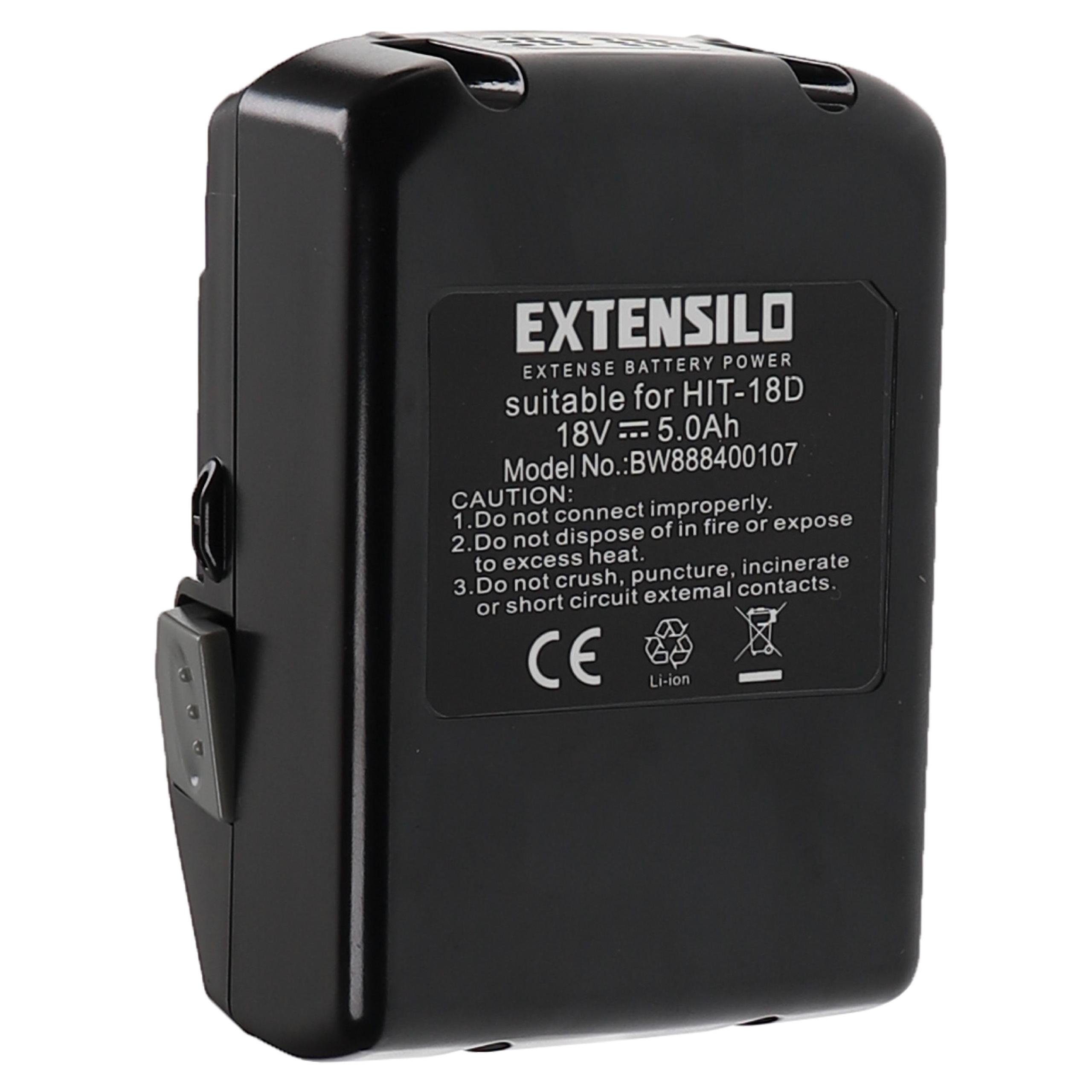 Extensilo Akku passend für Hitachi Hikoki R 18DSL, G 18DSL, UB 18DSL, UB 18DAL, Akku Akku Li-Ion 5000 mAh (18 V, 2 St), Leistungsfähige Austausch-Akkus für Werkzeug Powertools, Staubsauger