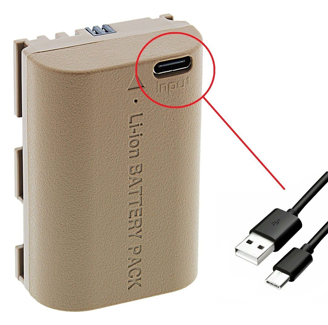 Patona Akku mit USB-C Eingang für die Canon EOS 90D 80D 70D 60D Kamera-Akku LP-E6NH 2400 mAh, Akku mit USB-C Ladebuchse (Kabel inkl)