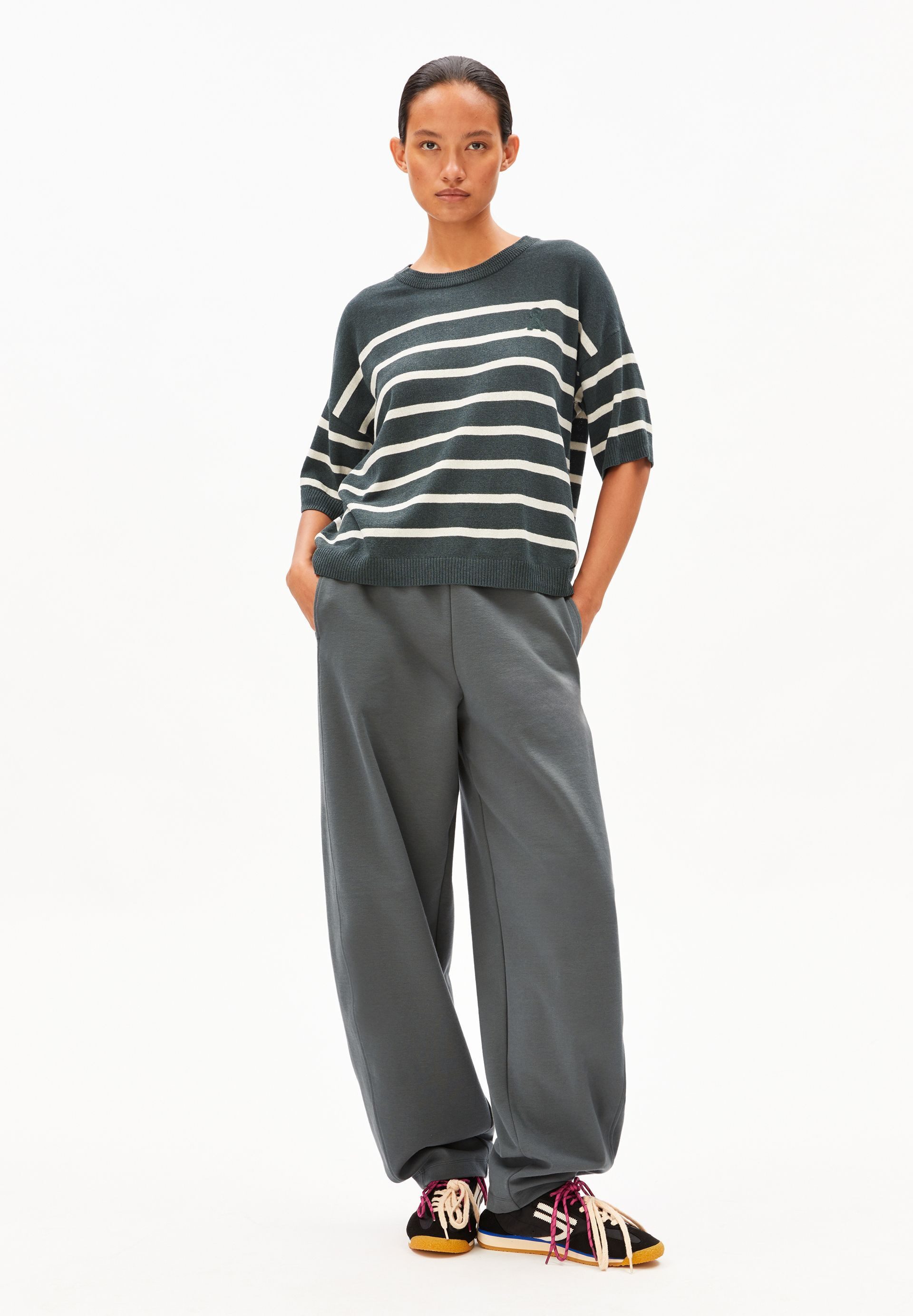 Armedangels T-Shirt STRIPE Strickshirt aus Leinen-Mix Relaxed Fit