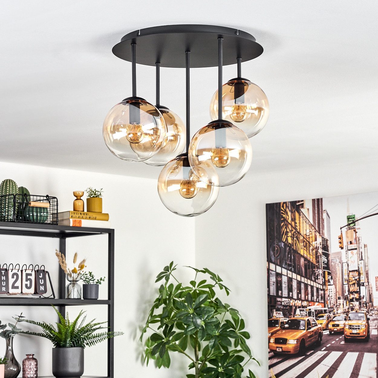 hofstein Deckenleuchte 5-flammige Deckenlampe aus Metall/Glas günstig online kaufen