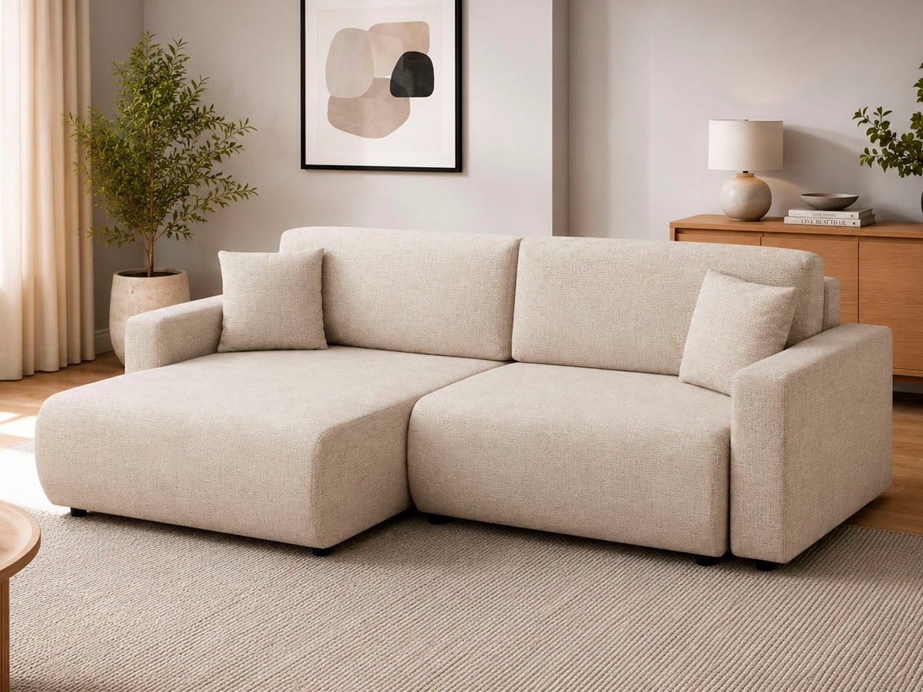 OTTO home Ecksofa TILLIE L-Form, 229 cm - OTTO. Verlässliche Qualität., Schlaffunktion (132/194), Bettkasten, Struktur-Bezug