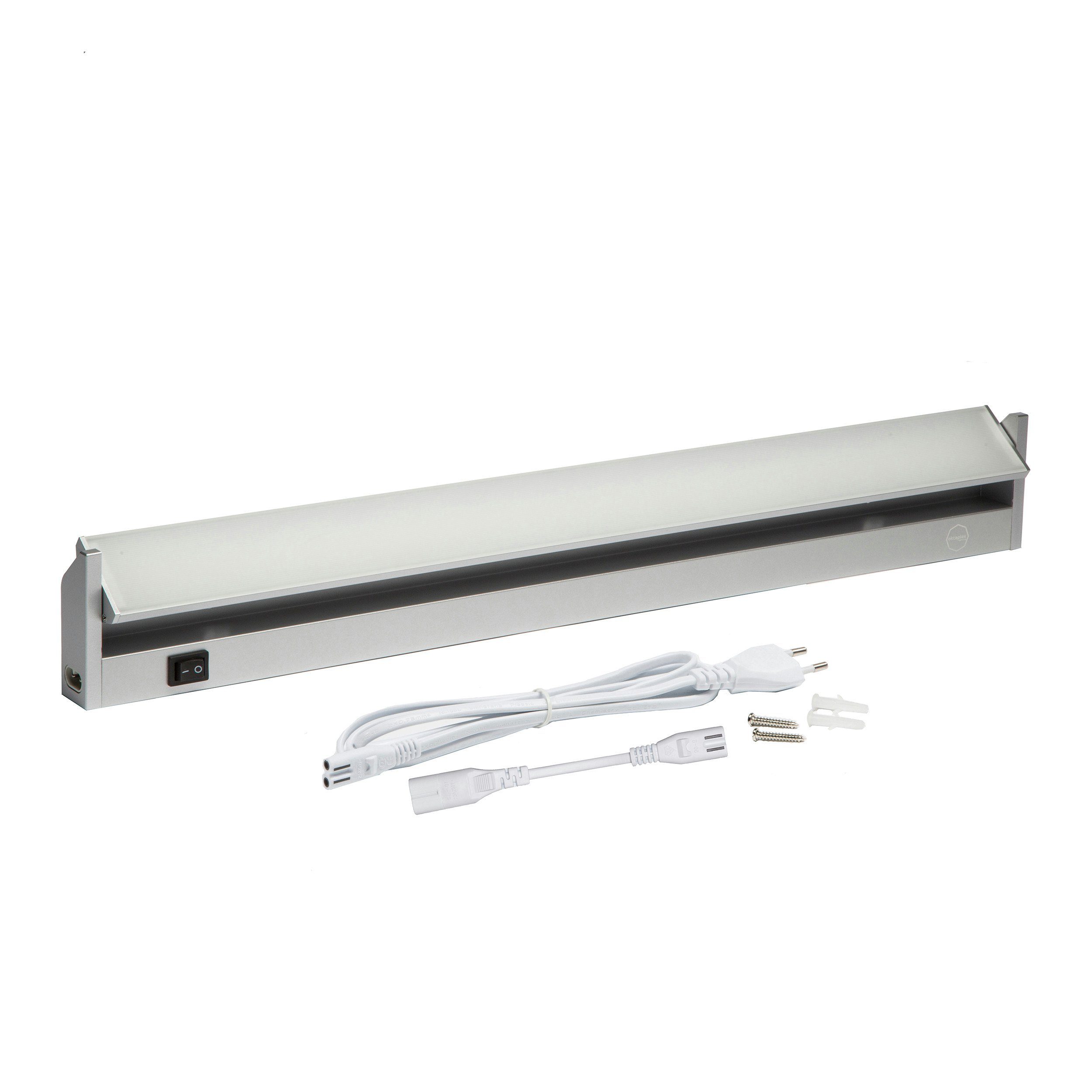 Oktaplex lighting LED Unterbauleuchte Aluminium 58cm Unterschrankleuchte Küche 800lm 10W, schwenkbar, LED, warmweiß, 4000K Lichtleiste erweiterbar Unterschranklampe mit Schalter