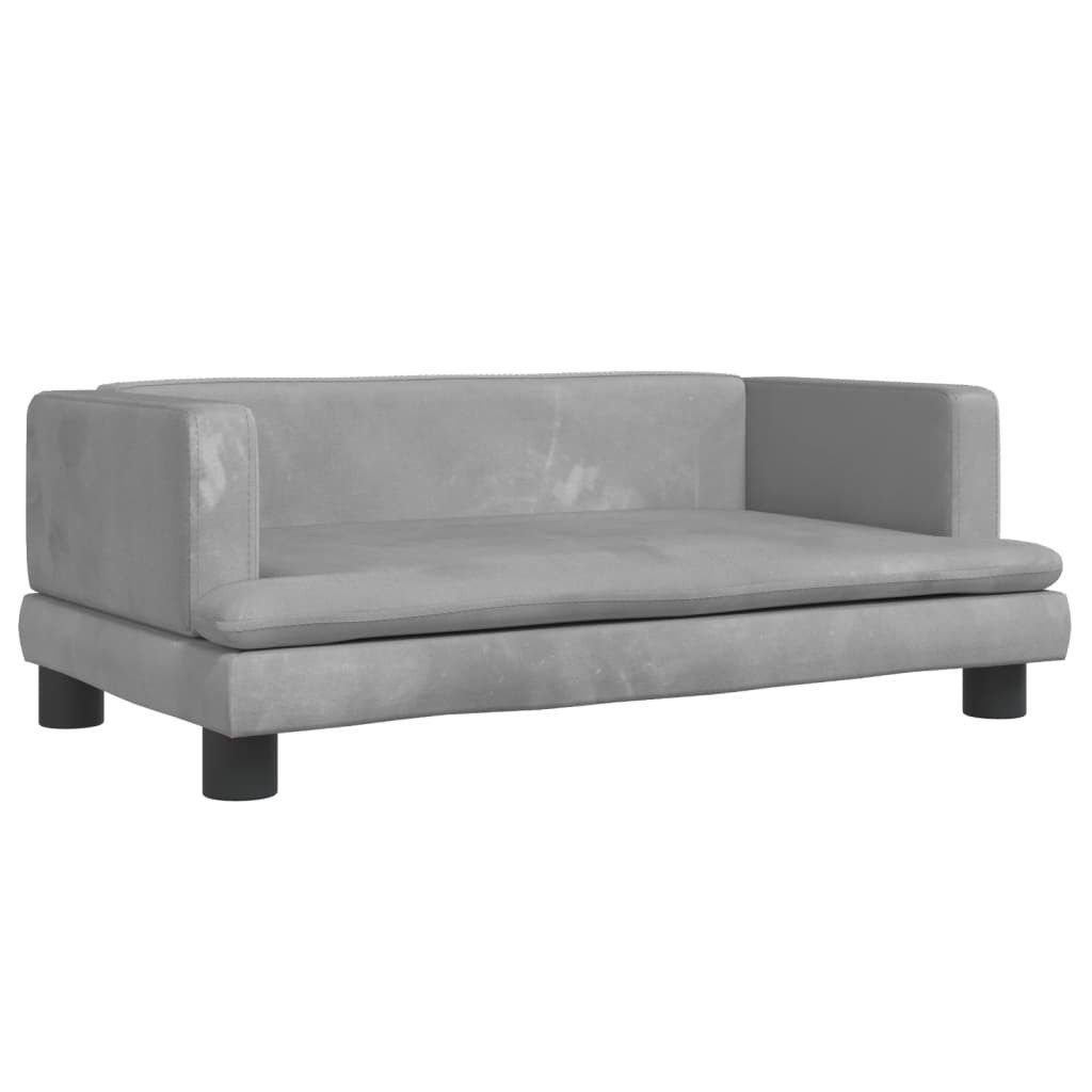vidaXL Tierbett, Hundebett Hellgrau 80x45x30 cm Samt