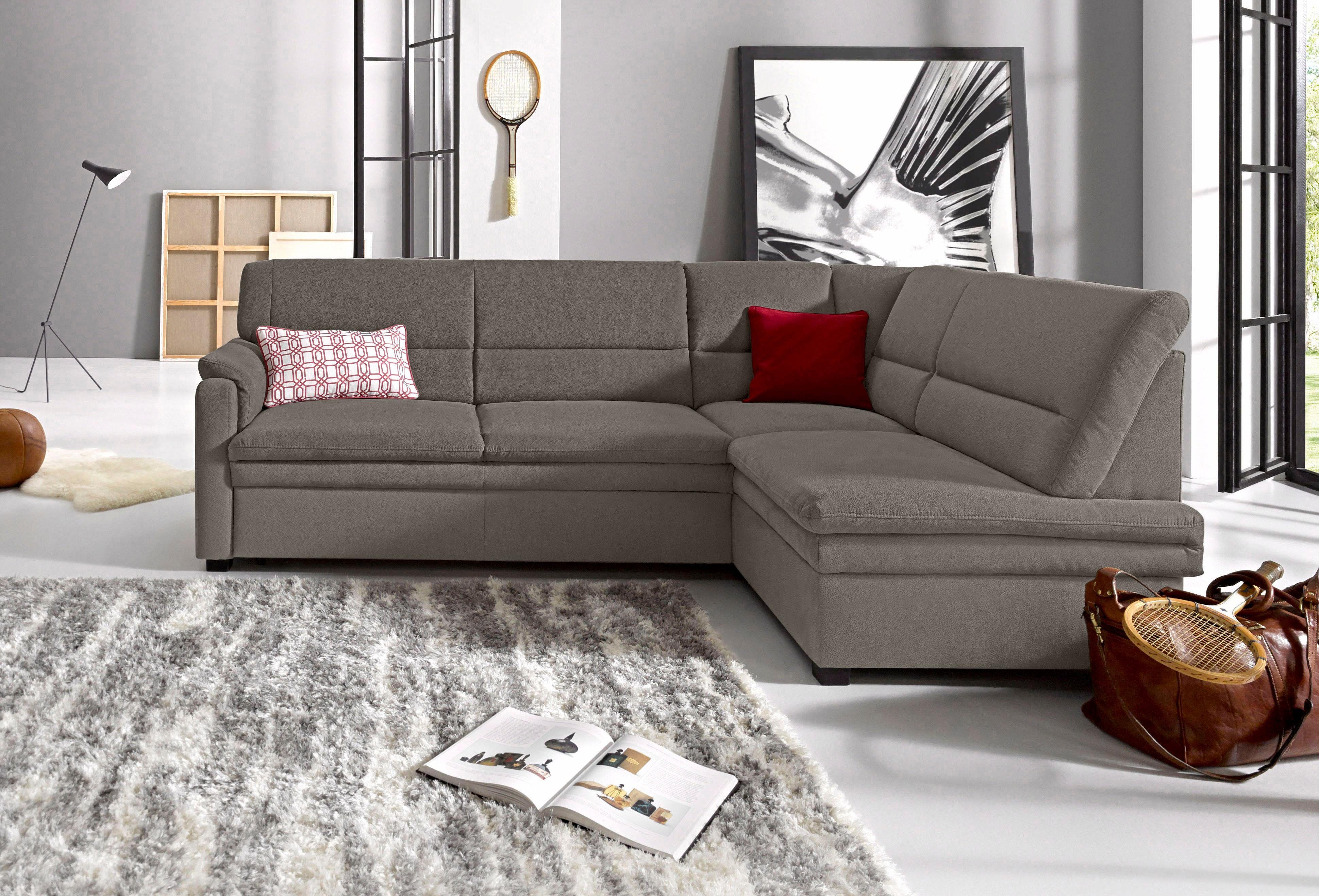 sit&more Ecksofa Pisa L-Form, mit Federkern, wahlweise mit Bettfunktion