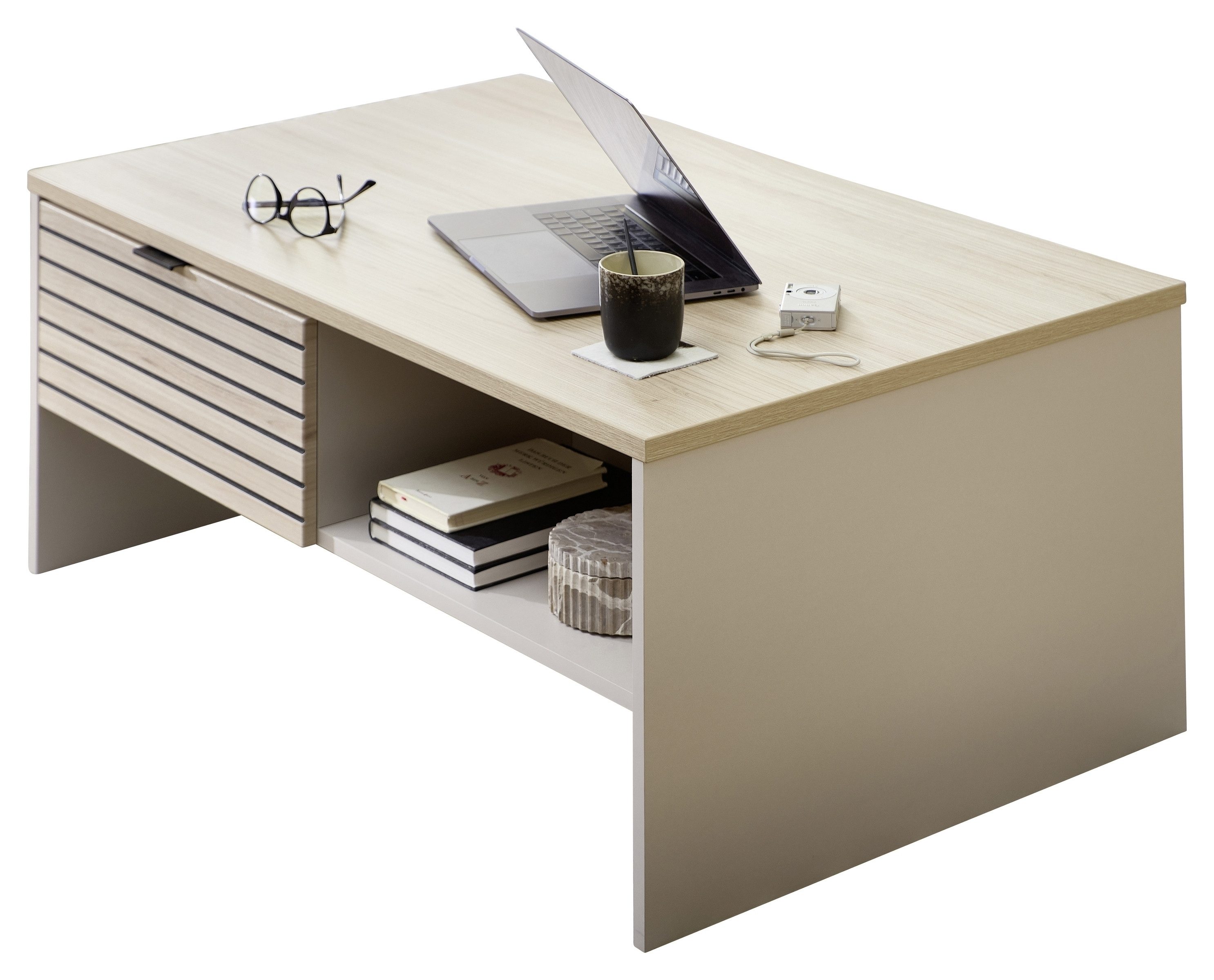 freiraum Couchtisch Ina, in Cashmere / Riva Eiche Dekor, Spanplattte - 110x44x65 (BxHxT)