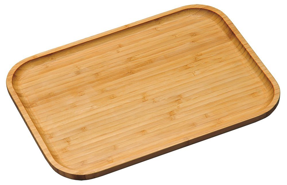Kesper Schneidebrett Servierbrett aus Bambus mit hochgezogenem Rand, 30 x 20 cm, Bambus, Ideal als Vesperbrett oder Brotzeitbrett