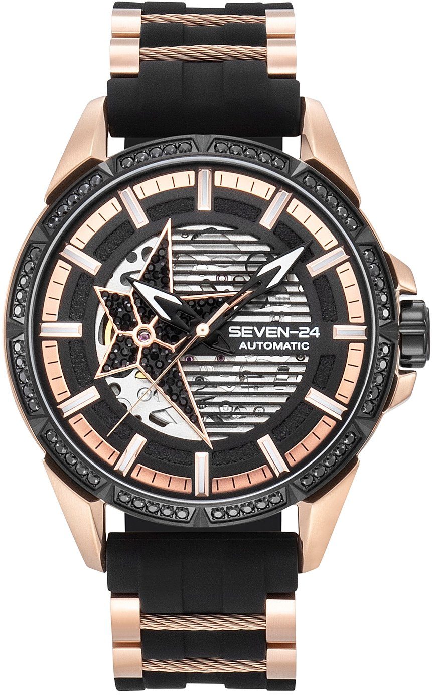 SEVEN-24 Automatikuhr Black, Rosé Star Ray Seven-24 SV1259BSRB-04ST