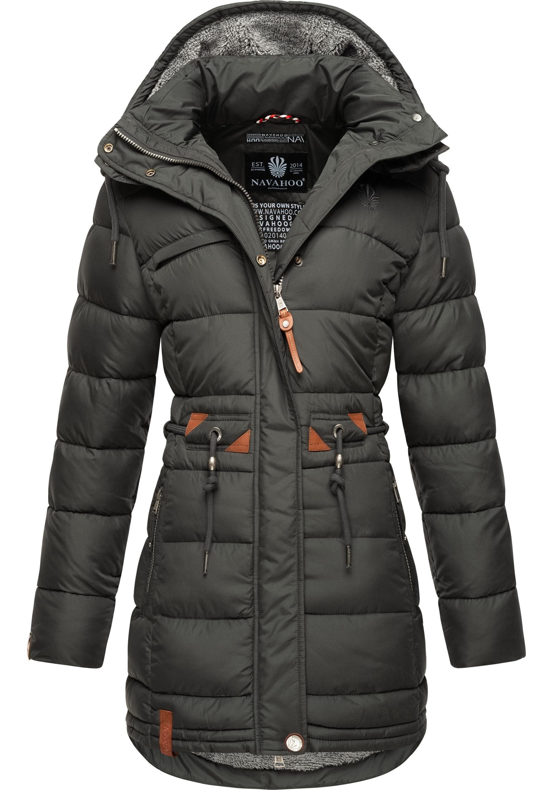 Winterparka Daliee abnehmbarer Navahoo anthrazit Stylischer Steppmantel mit Kapuze