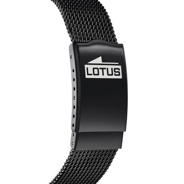 Lotus Quarzuhr LOTUS Herren Uhr Sport 18639/1 Edelstahl, Herren Armbanduhr rund, groß (ca. 43mm), Edelstahlarmband schwarz