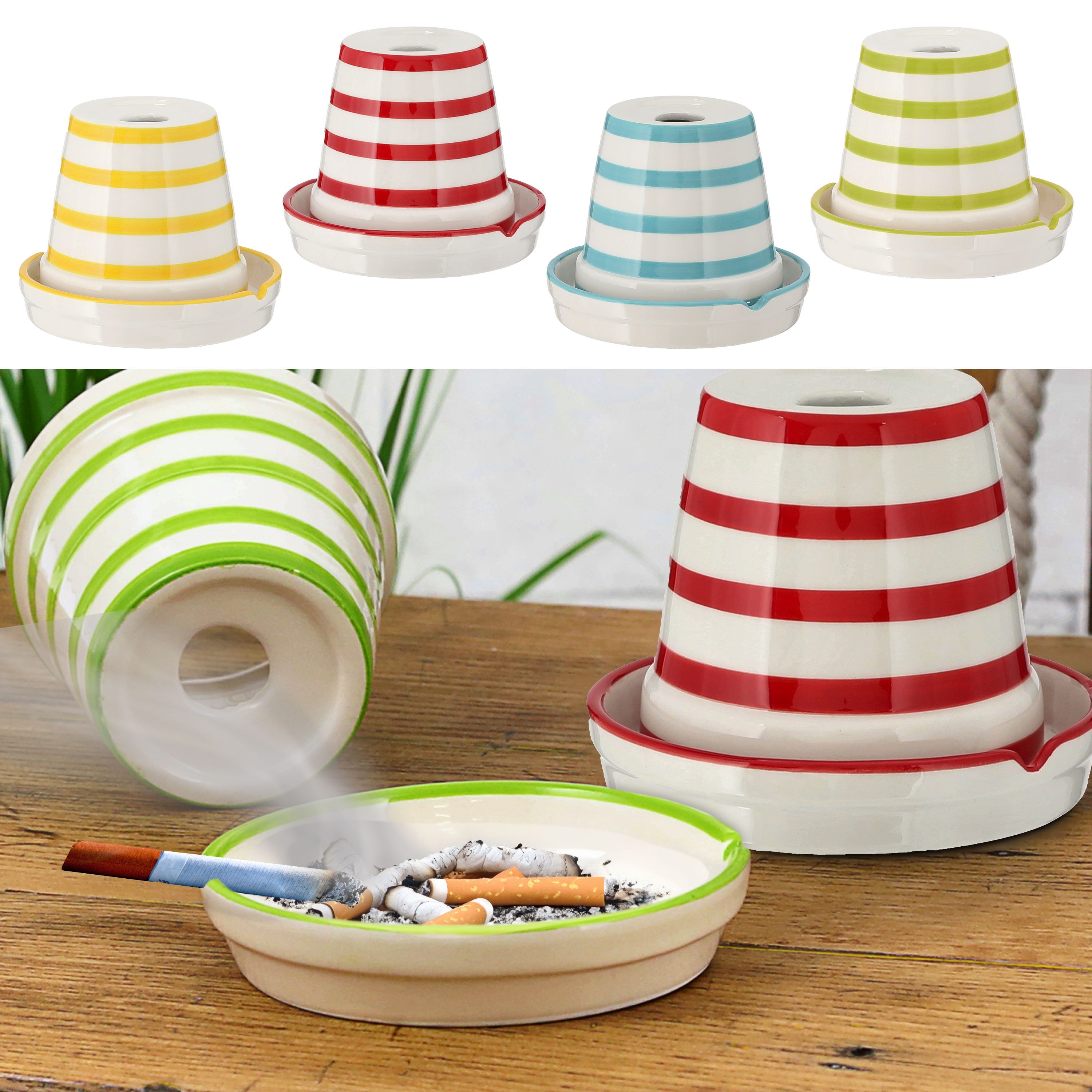CEPEWA Попільнички Sturmaschenbecher 4er Set bunt gestreift Ø12cm Dolomit