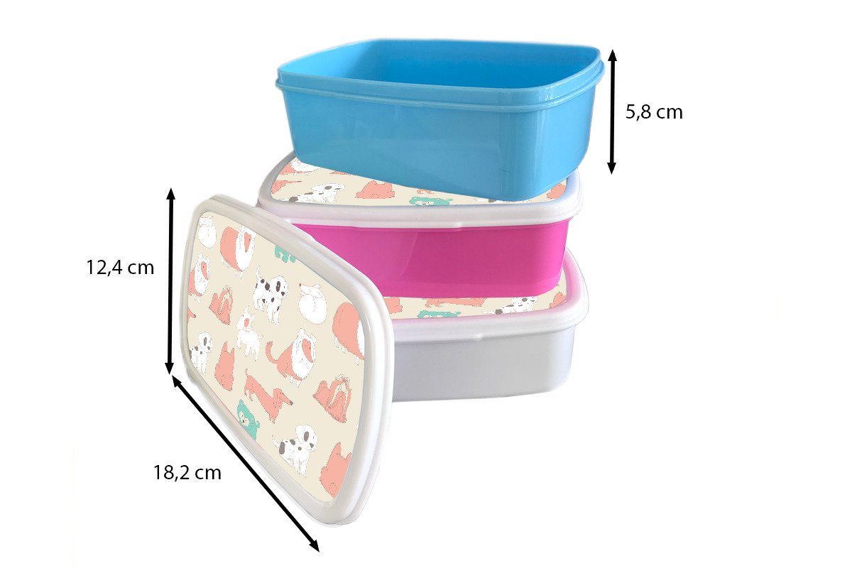 Mädchen, - rosa Hund Lunchbox Kinder, für Brotdose Muster Mädchen Kunststoff, Welpe MuchoWow Jungen Kinder Snackbox, Erwachsene, Kinder, Kunststoff - - - - - Brotbox (2-tlg),