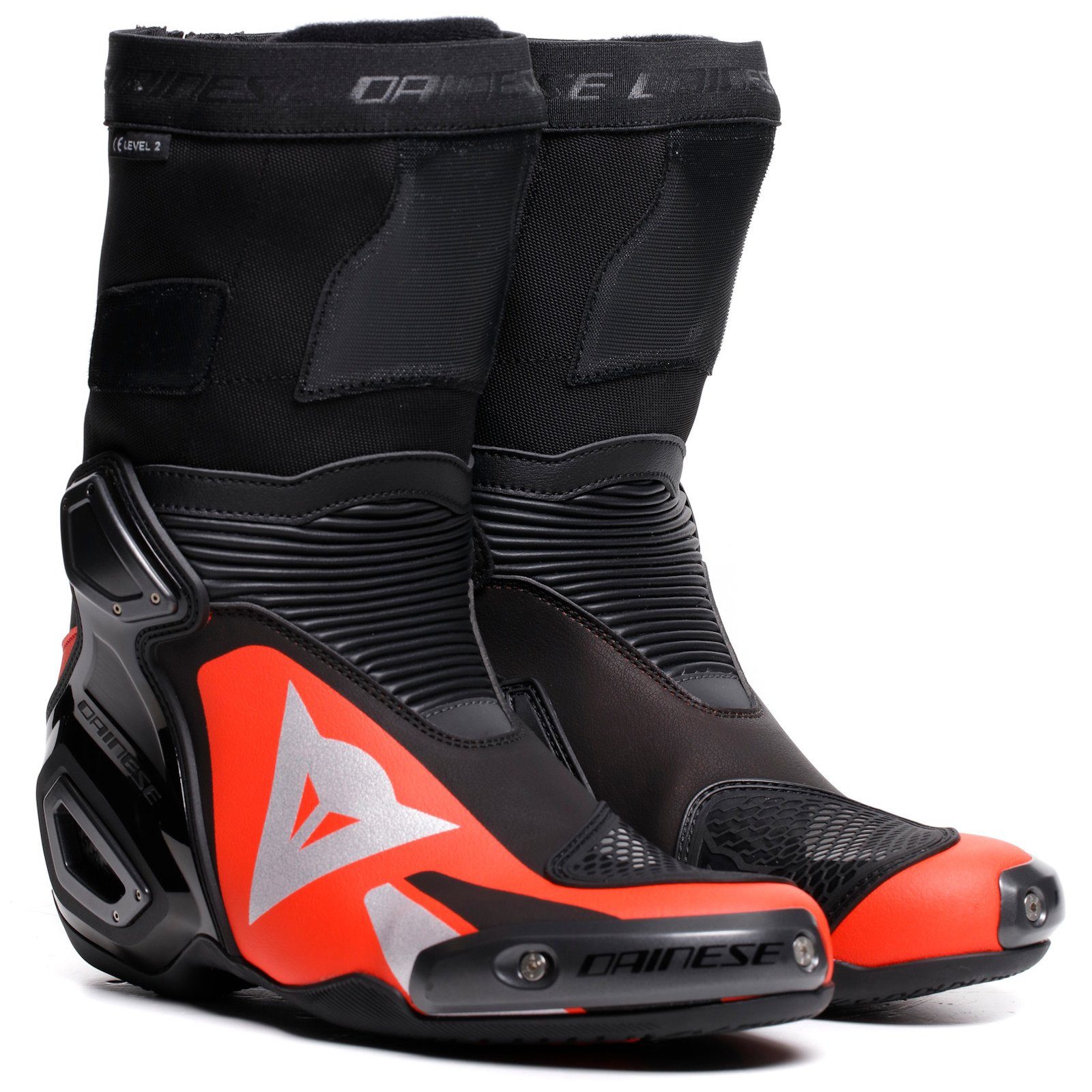 Dainese Dainese Axial 2 Motorradstiefel Herren schwarz / rot-fluo Motorradstiefel (Packung, Antistatische und Öl- und Benzinfeste Sohle)