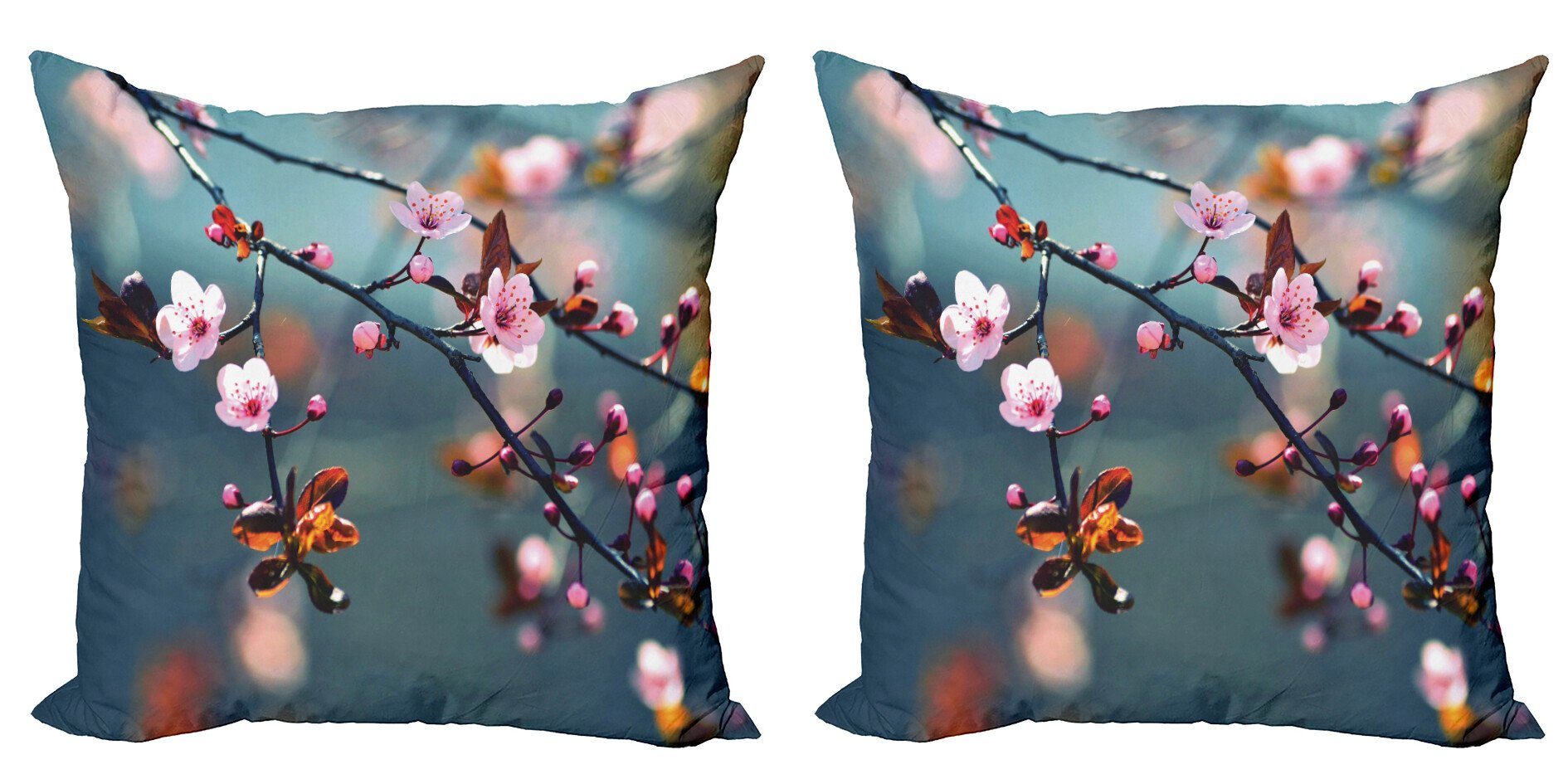 Kissenbezüge Modern Accent Doppelseitiger Digitaldruck, Abakuhaus (2 Stück), Natur Blooming Sakura Blumen