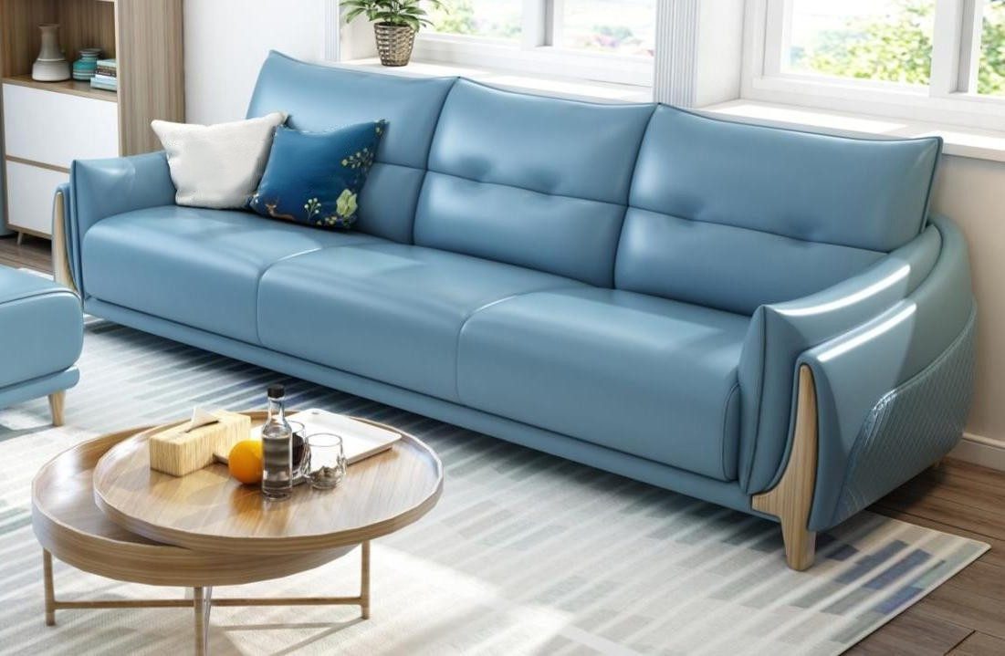 Xlmoebel 3-Sitzer Modernes Sofa in Blau mit Relax-Funktion und luxuriösem Polster, 1 Teile, Hergestellt in Europa