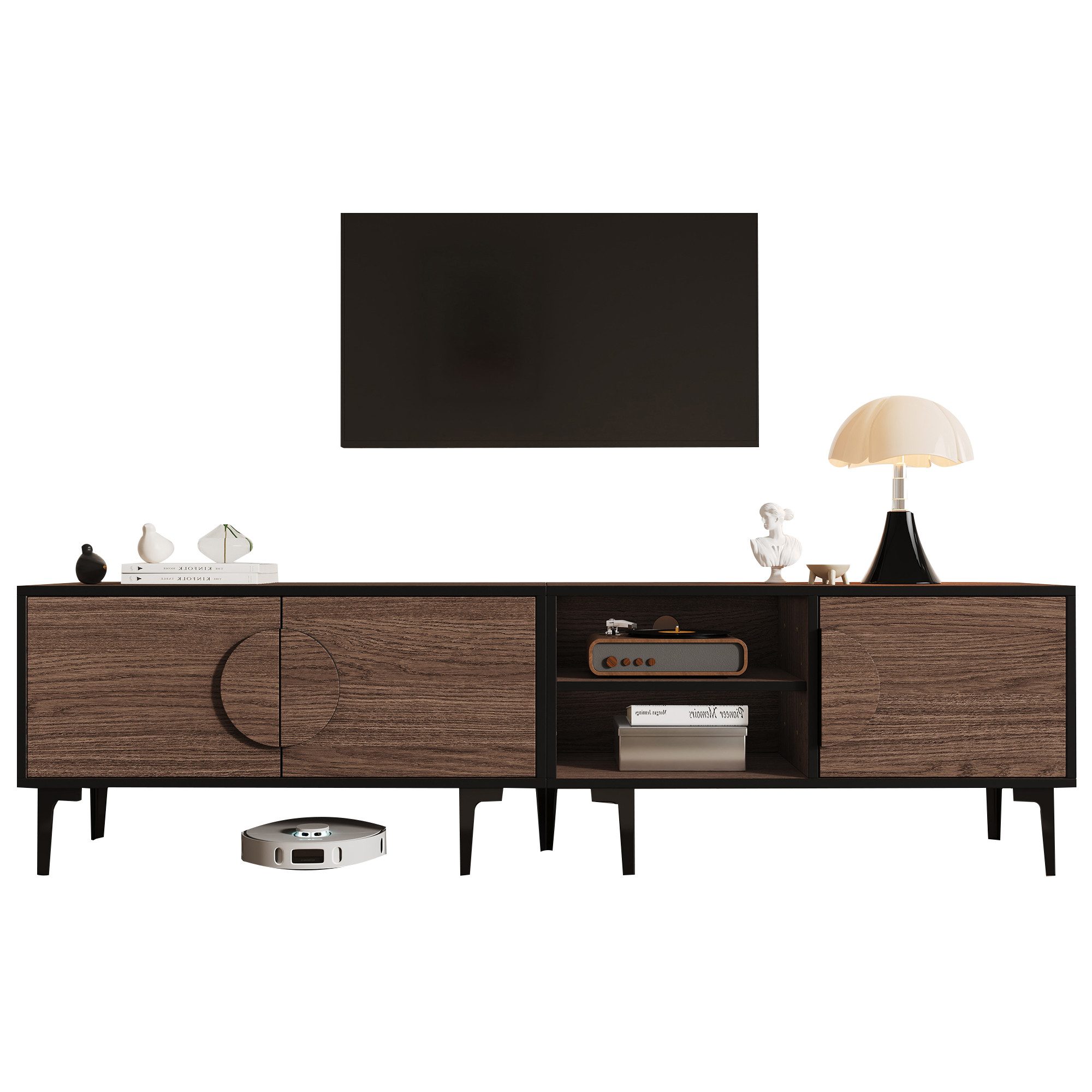 KLAM HOME Lowboard 180cm Lowboard TV Schrank Für Bis Zu 80 Zoll Fernseher M günstig online kaufen