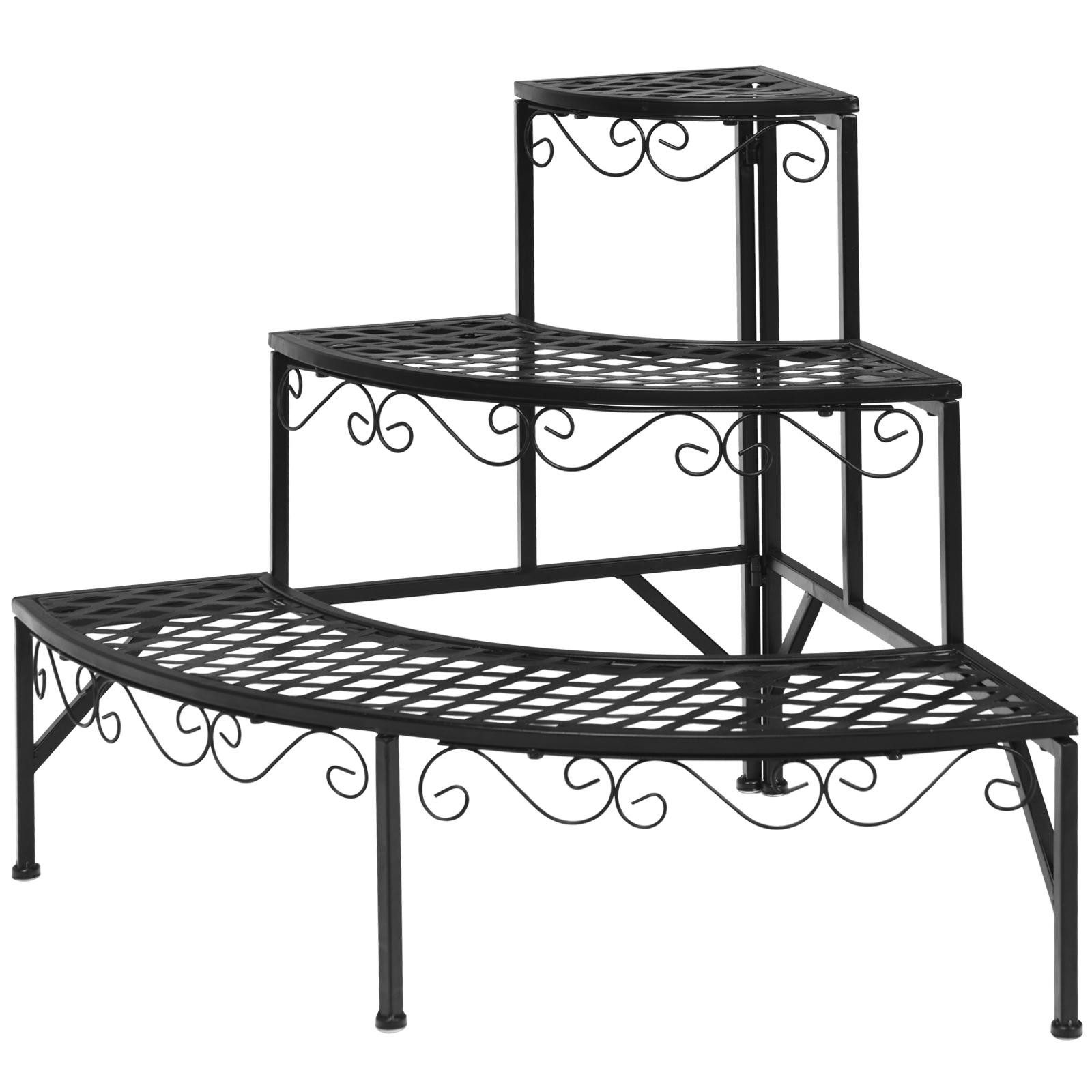 KOMFOTTEU Pflanzentreppe 3 Ebenen Metall Pflanzenständer, 60 x 60 x 61cm