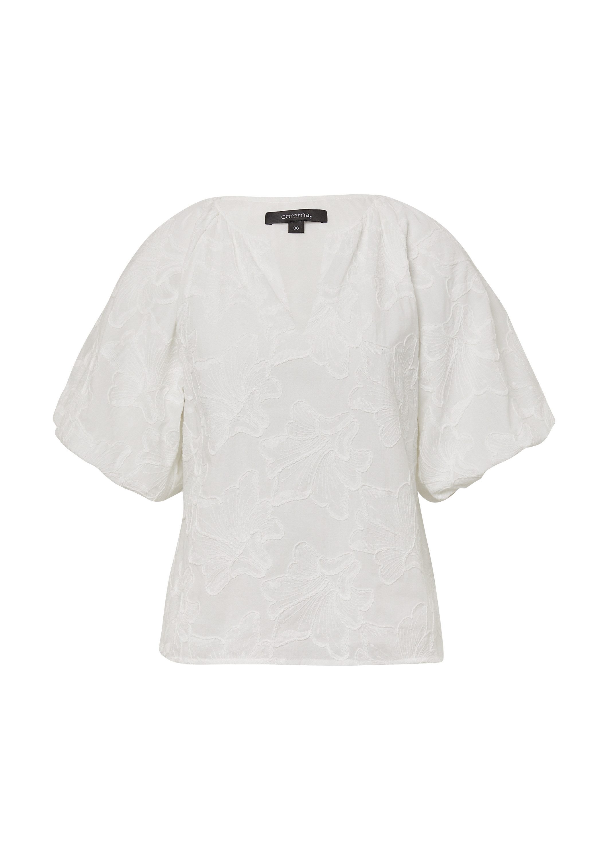 comma Kurzarmbluse Bluse Bluse mit All-over-Stickerei und Ballonärmeln günstig online kaufen