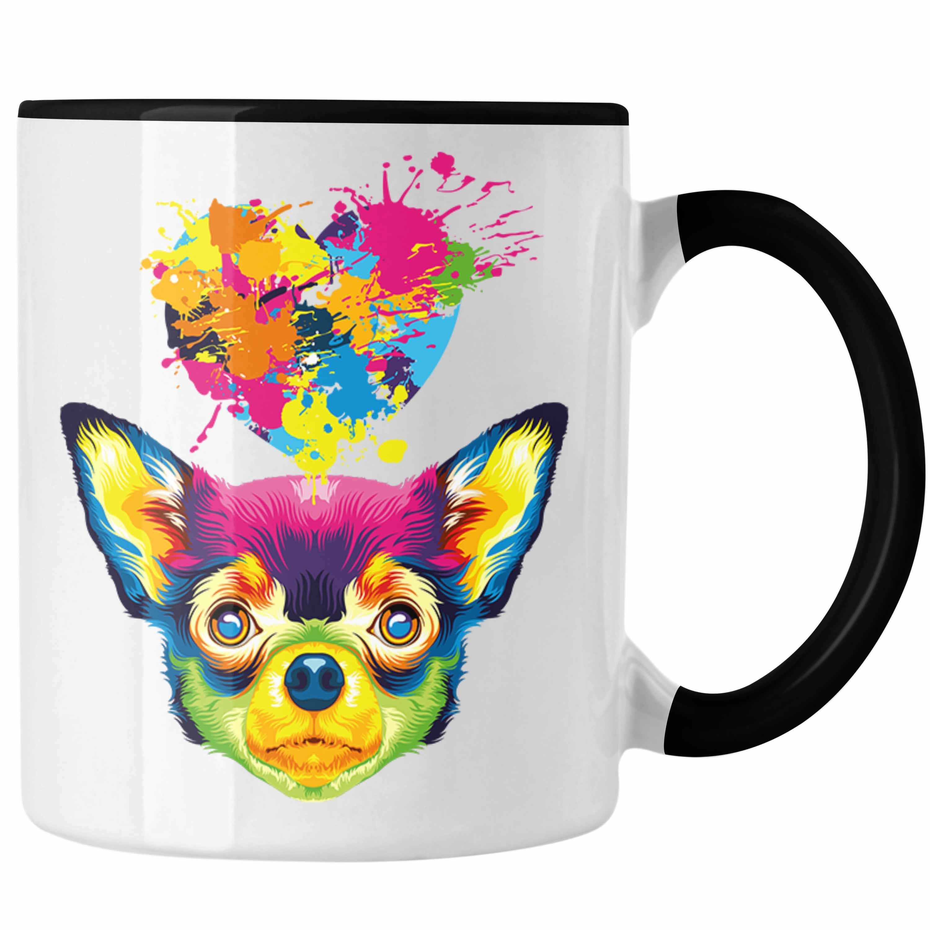 Trendation Tasse Chihuahua Herz Farbe Besitzer Tasse Geschenk Lustiger Spruch Geschenki Schwarz
