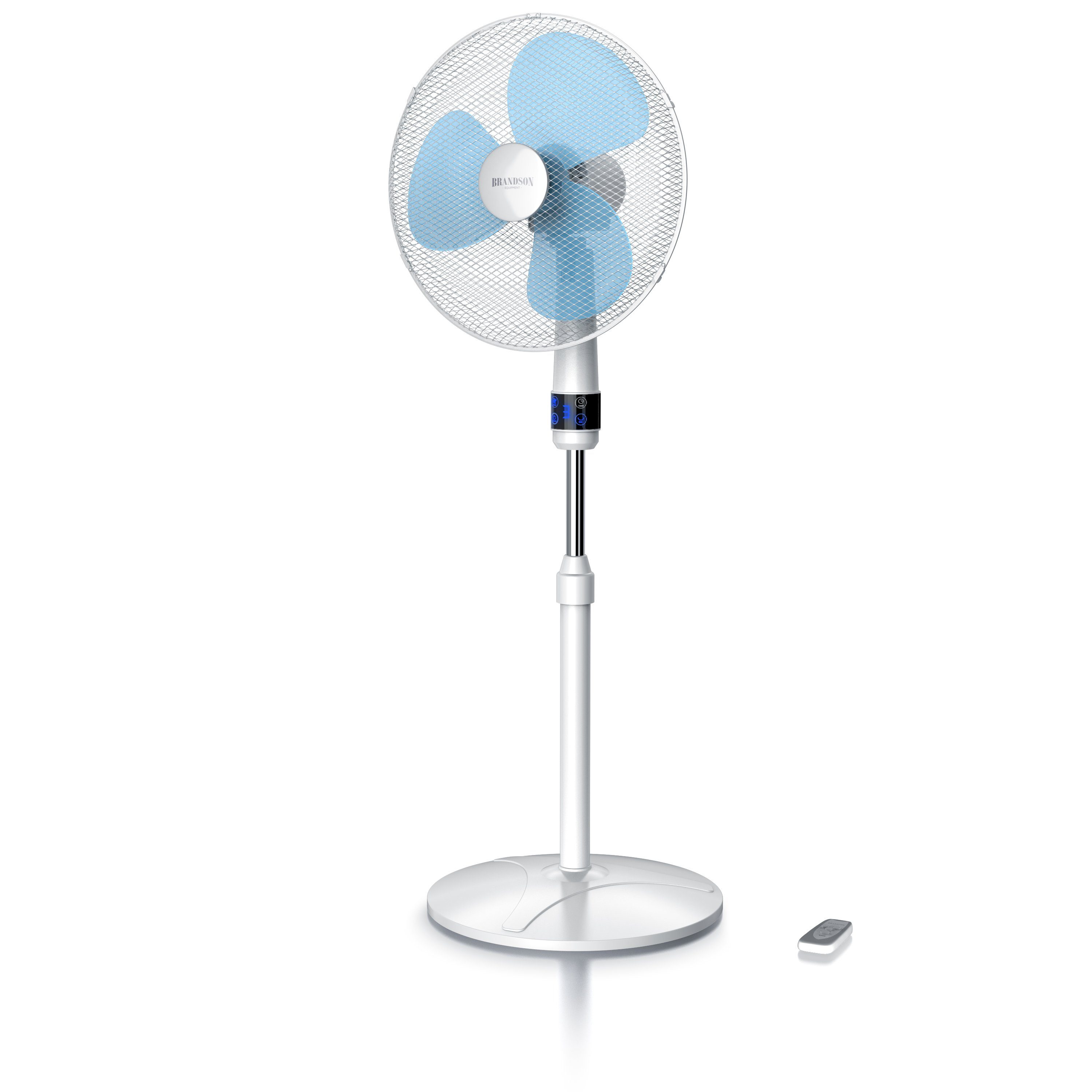 Brandson Standventilator, 40,5 cm Durchmesser, Fernbedienung, leise, Höhe & Neigung verstellbar, Oszillation, 50W weiß