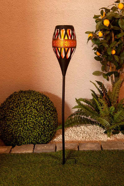 näve LED Gartenfackel Flame Light, Ein-/Ausschalter, Tageslichtsensor, LED fest integriert, Warmweiß, LED Solar Deko,incl. 24x LED´s 0,05W,Farbe: rost / schwarz