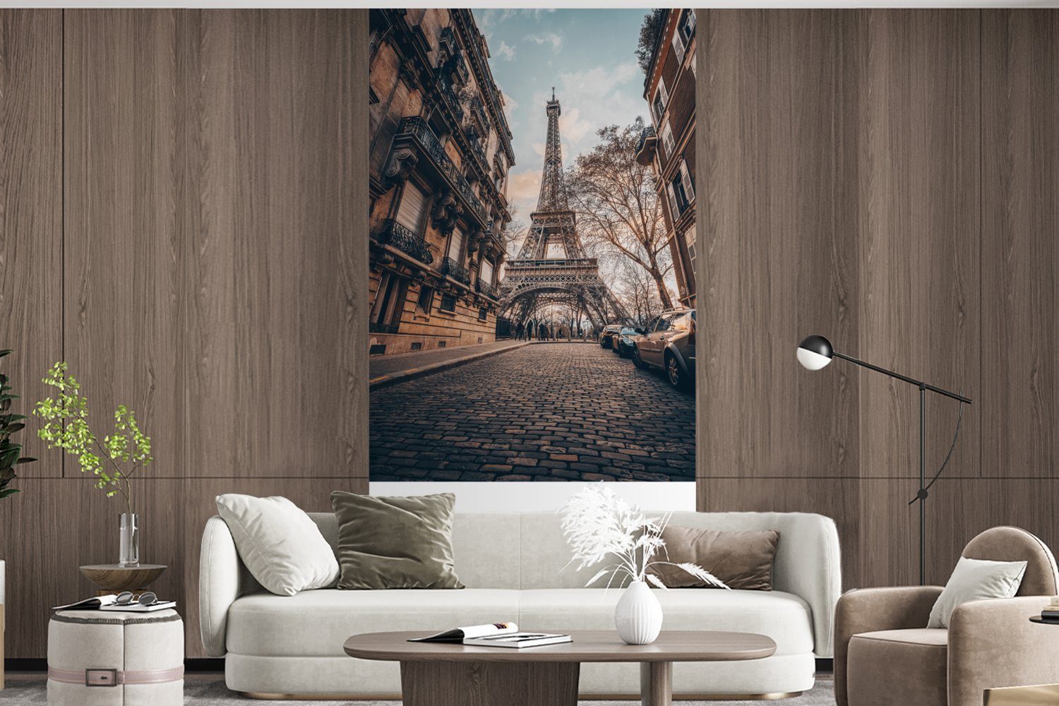- bedruckt, Fototapete MuchoWow Wohnzimmer Frankreich Vliestapete für Fototapete Matt, Paris (2 Schlafzimmer - Eiffelturm, St), Küche,