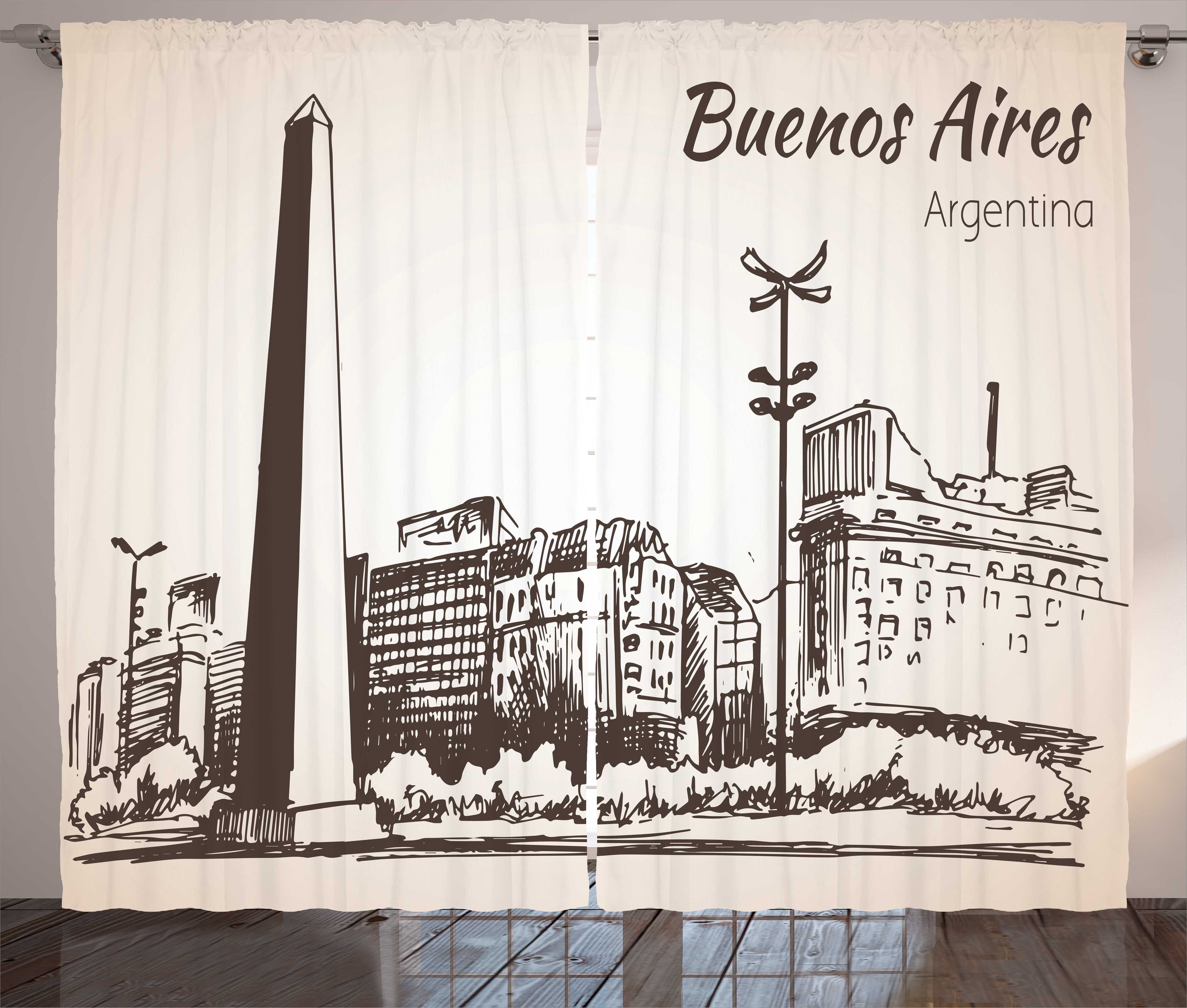 Gardine Schlafzimmer Kräuselband Vorhang mit Schlaufen und Haken, Abakuhaus, Obelisk Buenos Aires Stadt Monument