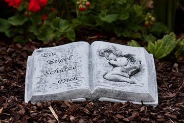 Stone and Style Gartenfigur Grabschmuck Steinguss Buch Ein Engel schütze Dich frostfest