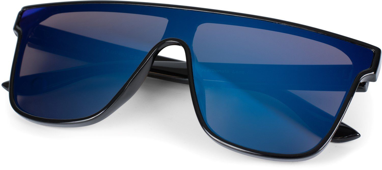 (1-St) Sonnenbrille Blau Gestell verspiegelt Verspiegelt Glas styleBREAKER Schwarz /