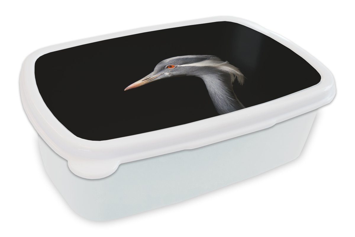 MuchoWow Lunchbox Vogel - Tiere - Porträt, Kunststoff, (2-tlg), Brotbox für Kinder und Erwachsene, Brotdose, für Jungs und Mädchen weiß