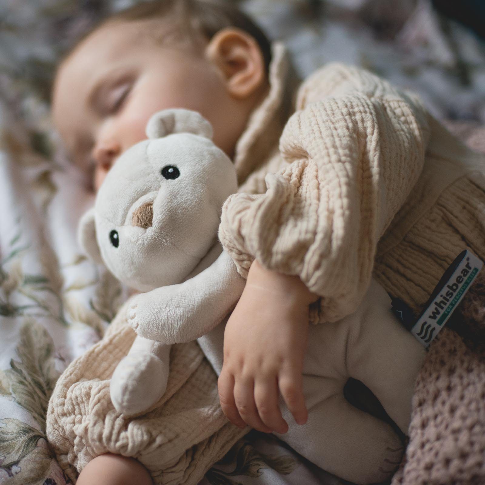 Whisbear Einschlafhilfe für Babys, Beruhigendes rosa Rauschen, Spieluhr Einschlaf- und Durchschlafhilfe Bär