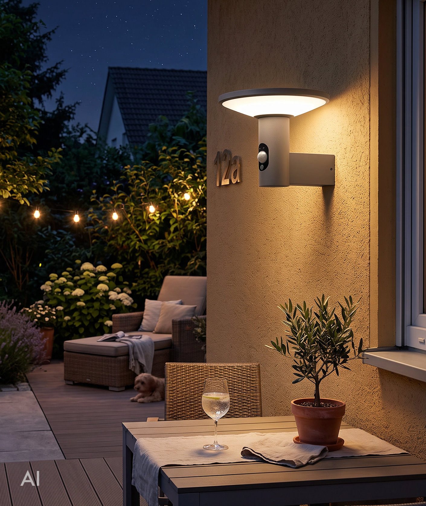 Produx LED Solarleuchte PRDX Mandulis circle Wand #27798, LED fest integriert, Warmweiss, Solar Wegeleuchte