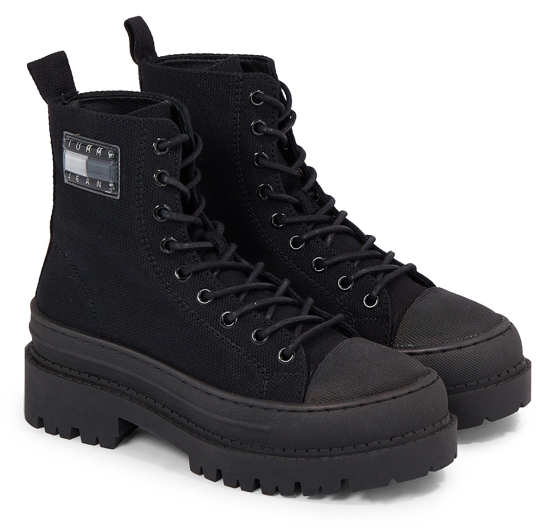 Tommy Jeans TJW FOXING CANVAS BOOT Schnürboots mit praktischer Anziehlasche schwarz